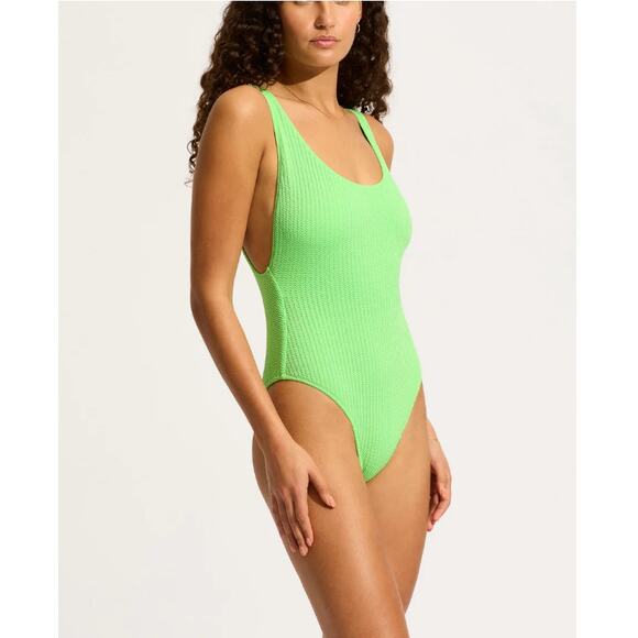 Seafolly Summer Green Sea Dive Retro One Piece Swimsuit Size 10 - Picture 9 of 9